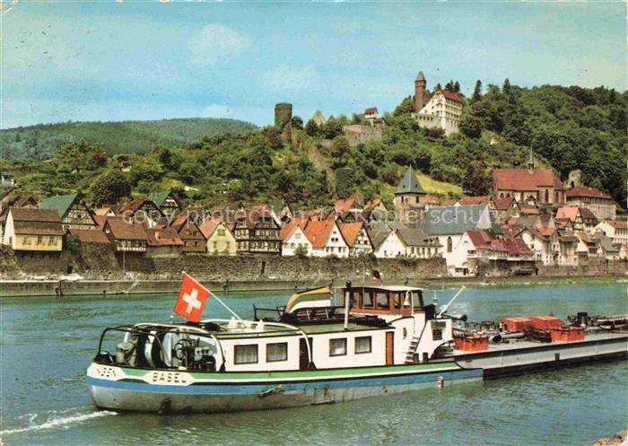 Hirschhorn Neckar Hessen Neckarpartie Frachter Schloss