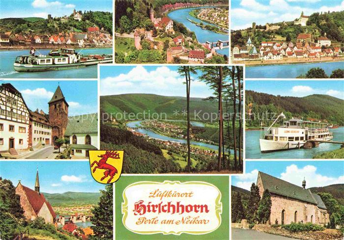 Hirschhorn Neckar Hessen Neckarpartien Mitteltor Fahrgastschiff Kapelle Kirche