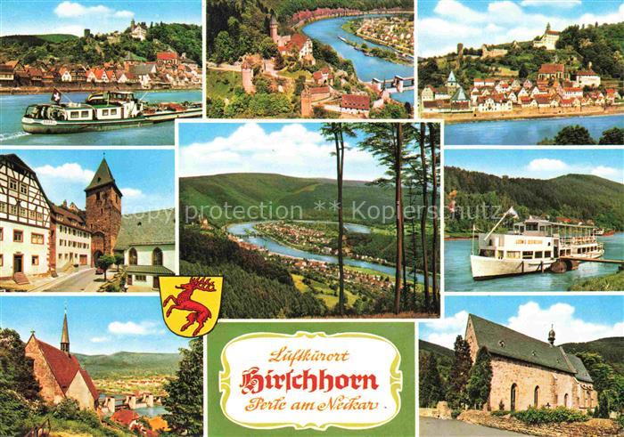 Hirschhorn Neckar Hessen Neckarpartien Mitteltor Fahrgastschiff Kapelle Kirche