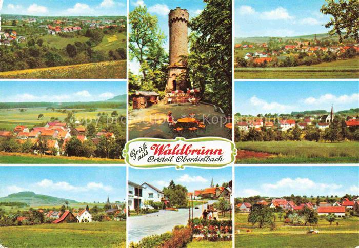 Oberdielbach Waldbrunn Odenwald BW Panorama Katzenbuckelturm Teilansichten