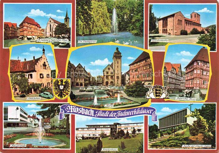 Mosbach Baden Neckar-Odenwald-Kreis BW St Juliana Stadtkirche Hauptstrasse Palms