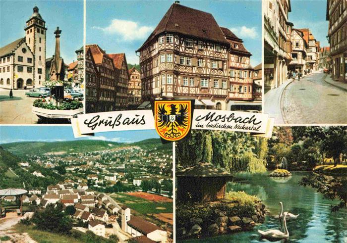 Mosbach Baden Neckar-Odenwald-Kreis BW Rathaus Brunnen Strassenpartie Panorama S