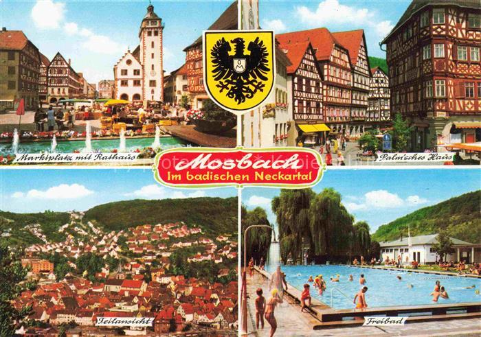 Mosbach Baden Neckar-Odenwald-Kreis BW Marktplatz Rathaus Palmsches Haus Panoram