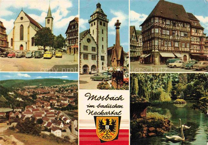 Mosbach Baden Neckar-Odenwald-Kreis BW Kirche Rathaus Palmsches Haus Panorama Sc
