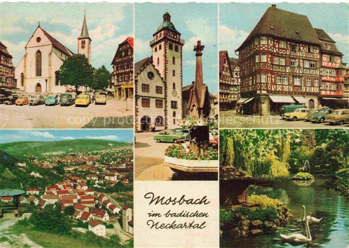 Mosbach Baden Neckar-Odenwald-Kreis BW Stadtkirche Rathaus Palmsches Haus Panora