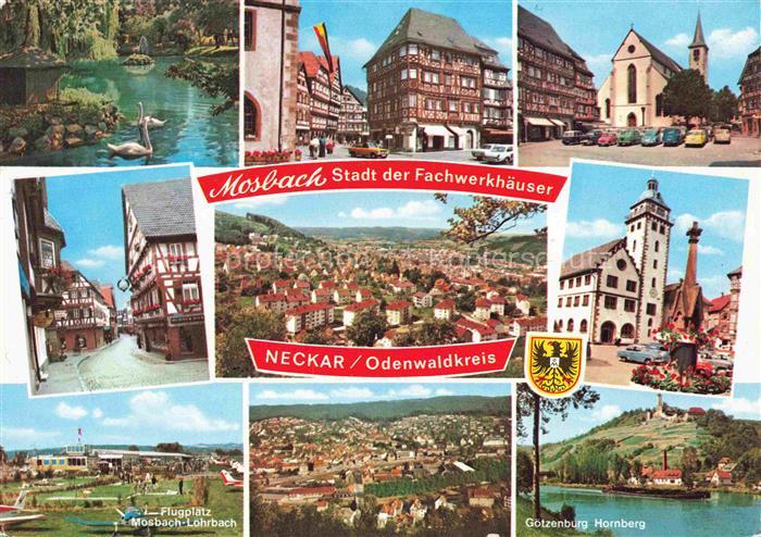 Mosbach Baden Neckar-Odenwald-Kreis BW Schwanenteich Stadtkirche Rathaus Palmsch