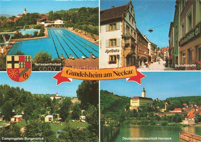 Gundelsheim Neckar Terrassenfreibad Schlosstrasse Campingplatz Burgenblick Deut