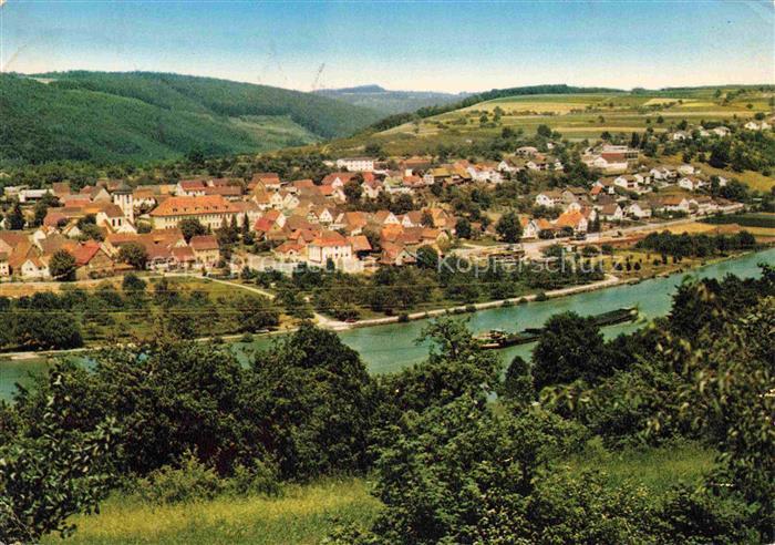 Binau Panorama Blick ueber den Neckar
