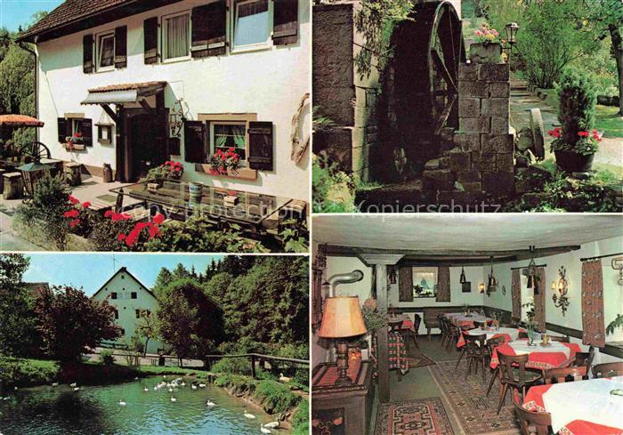 Rittersbach Odenwald Landgasthof Heidersbacher Muehle Gastraum Wasserrad Teich