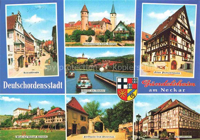 Gundelsheim  Neckar Deutschordenstadt am Neckar Schlosstrasse Stadtmauer Kirche