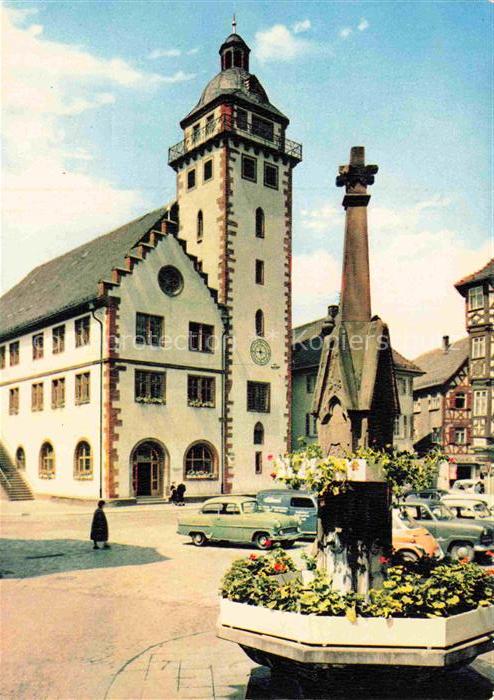 Mosbach Baden Neckar-Odenwald-Kreis BW Rathaus mit Brunnen