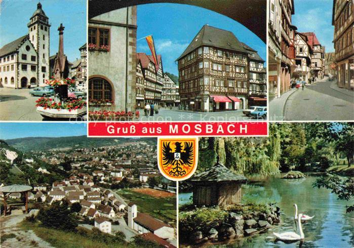 Mosbach Baden Neckar-Odenwald-Kreis BW Rathaus Brunnen Fachwerkhaeuser Altstadt