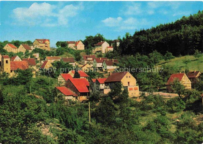 Buchklingen Odenwald Teilansicht mit Gasthaus Gruener Baum