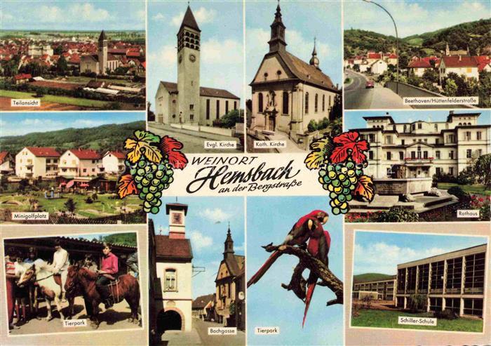 Hemsbach  Bergstrasse Teilansichten Kirche Minigolfplatz Tierpark Ponyreiten Sch