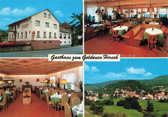 Abtsteinach Hessen Gaststaette Zum goldenen Hirsch Gastraum Panorama