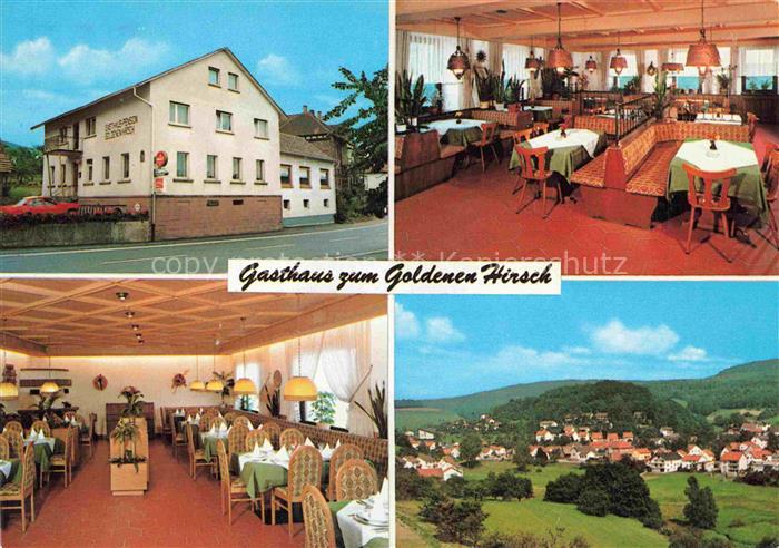 Abtsteinach Hessen Gasthaus zum goldenen Hirsch Gastraum Panorama Naturpark Berg