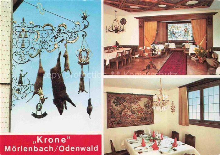 Moerlenbach Hotel Restaurant Krone Gastraum Tuerschild