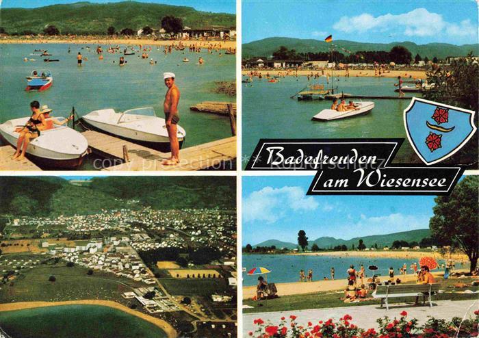 Hemsbach  Bergstrasse Luftaufnahme Weinort Wiesensee Bootsanleger Badestrand