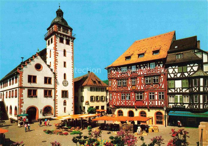 Mosbach Baden Neckar-Odenwald-Kreis BW Marktplatz mit Rathaus und Palmsches Haus