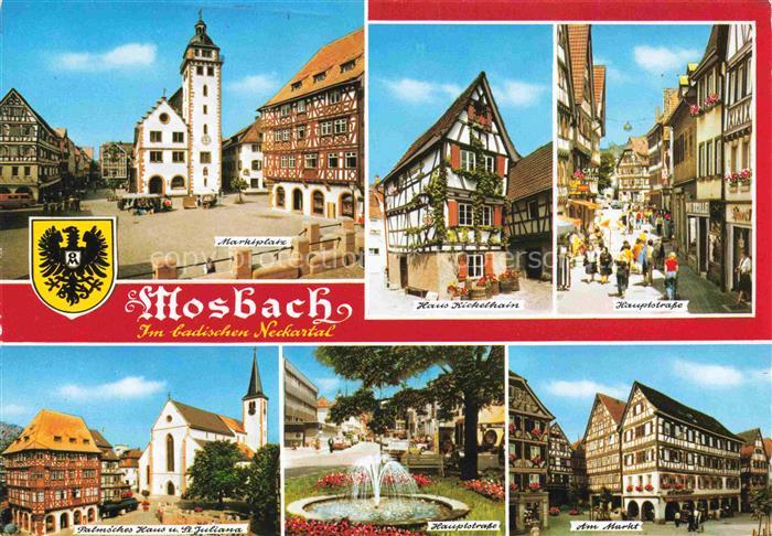 Mosbach Baden Neckar-Odenwald-Kreis BW Marktplatz Rathaus Haus Kickelhahn Fussga