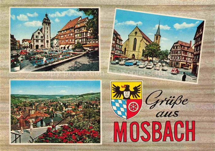 Mosbach Baden Neckar-Odenwald-Kreis BW Marktplatz Rathaus Palmsches Haus Kirche