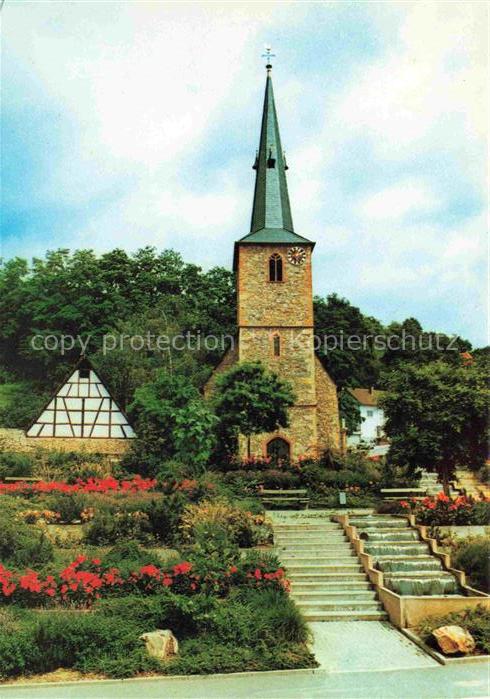 Laudenbach Bergstrasse Evangelische Kirche mit den Wasserspielen