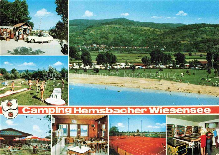 Hemsbach  Bergstrasse Camping Hemsbacher Wiesensee Badestrand Tennis Minigolf