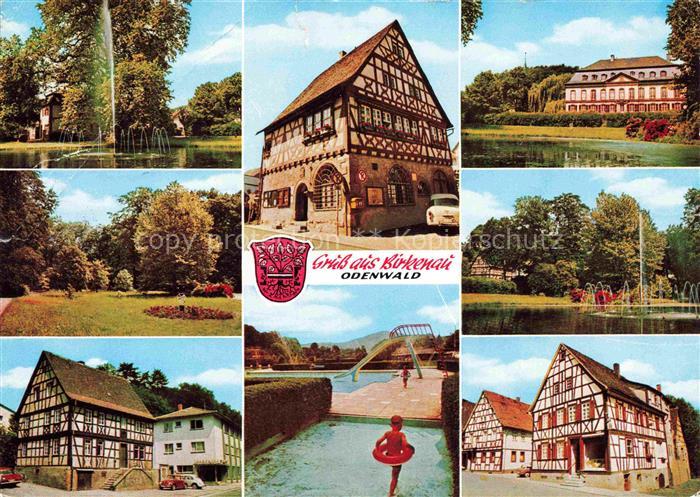Birkenau Odenwald Ortsmotive Fachwerkhaeuser Parkanlagen Freibad