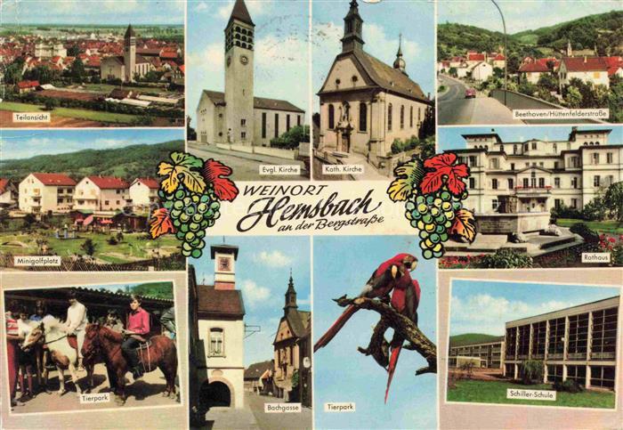 Hemsbach  Bergstrasse Panorama Kirche Strassenpartien Minigolf Rathaus Tierpark