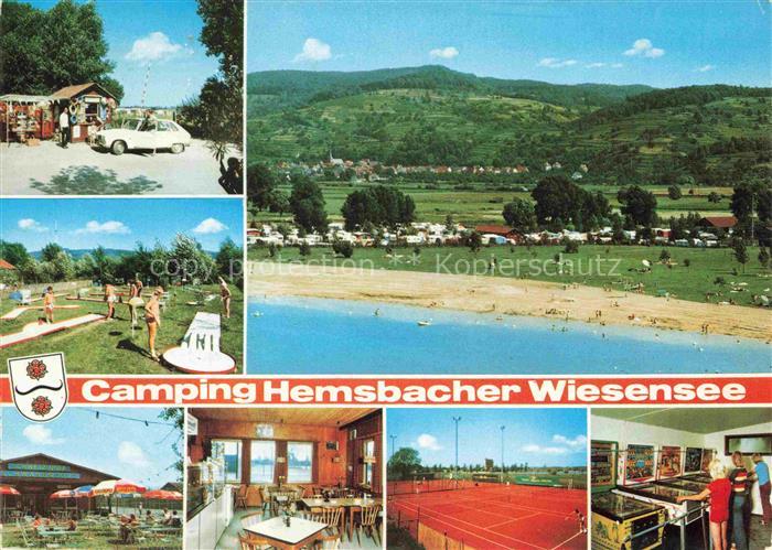 Hemsbach  Bergstrasse Camping Hemsbacher Wiesensee Badestrand Tennis Minigolf