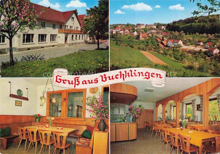 Buchklingen Odenwald Gasthaus Gruener Baum Gastraum Ortsansicht