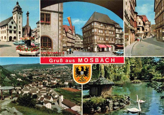 Mosbach Baden Neckar-Odenwald-Kreis BW Stadt der Fachwerkhaeuser Rathaus Brunnen