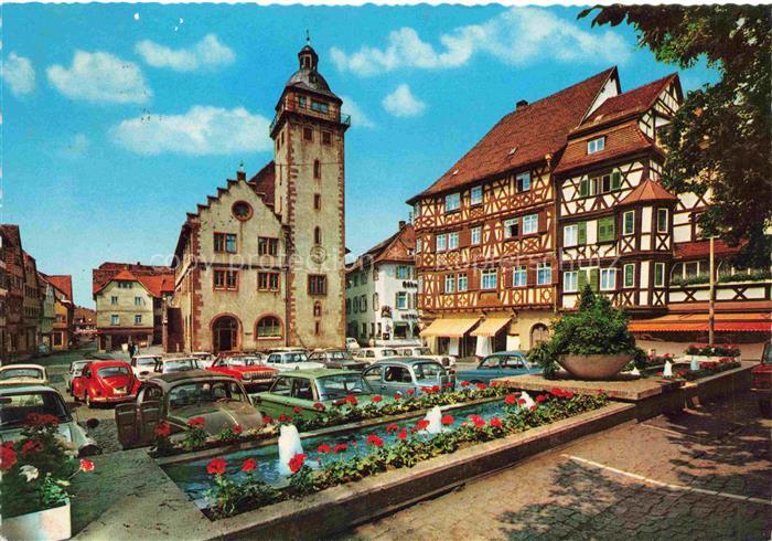 Mosbach Baden Neckar-Odenwald-Kreis BW Marktplatz Wasserspiele Stadt der Fachwer