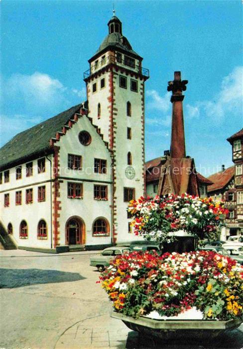 Mosbach Baden Neckar-Odenwald-Kreis BW Rathaus mit Brunnen Stadt der Fachwerkhae