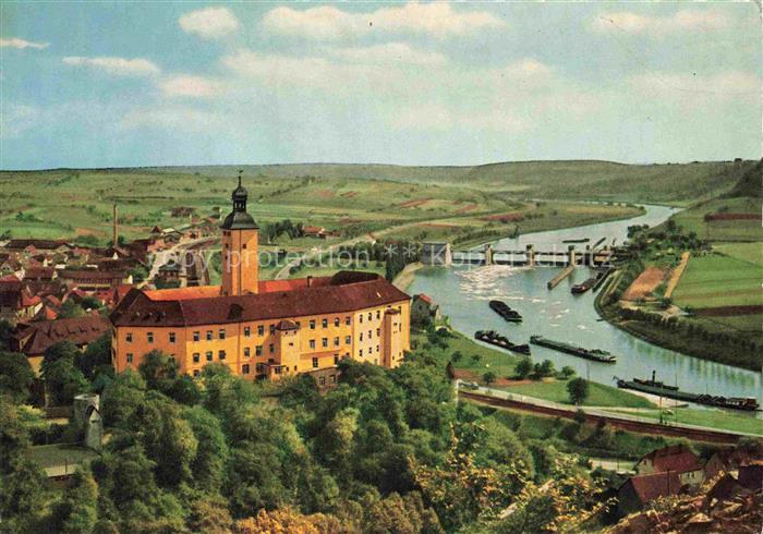 Gundelsheim  Neckar Panorama Blick auf Schloss Horneck und Neckarschleuse