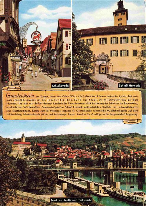 Gundelsheim  Neckar Schlossstrasse Schloss Horneck Neckarschleuse Historie Deuts