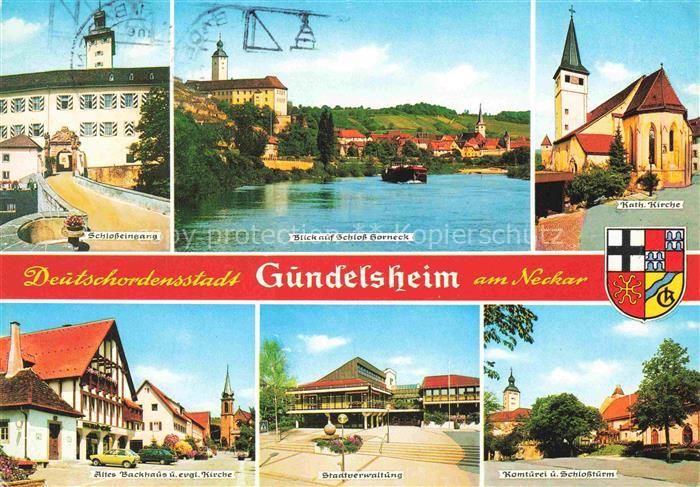 Gundelsheim  Neckar Schloss Horneck Kirche Altes Backhaus Stadtverwaltung Komtur