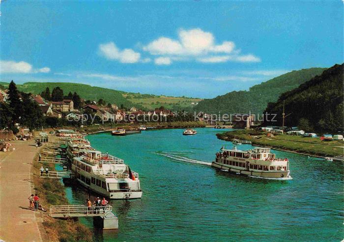 Neckarsteinach Neckar Uferpartie und Schleuse