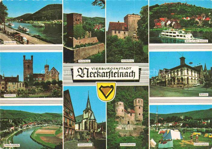 Neckarsteinach Neckarufer Mittelburg Neckarschleife Hinterburg  Altstadtmotiv Di