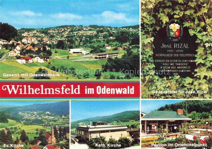 Wilhelmsfeld Panorama Odenwaldhalle Gedenktafel Ev Kirche Kath Kirche Pavillon
