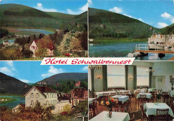 Neckarsteinach Hotel Schwalbennest Panorama Neckarpartie Gaststube