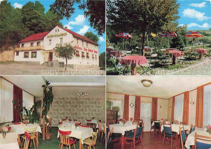 Vorderheubach Burg Waldeck Gasthaus Terrasse Gastraeume