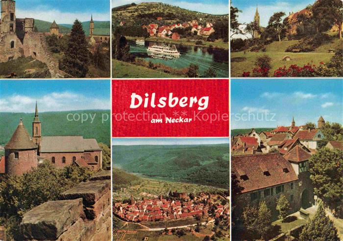 Dilsberg Neckar Neckargemuend Heidelberg BW Burgruine Neckarpartie Kirche Panora