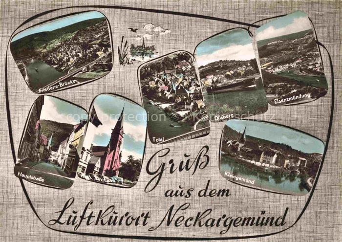 Neckargemuend Friedensbruecke Hauptstrasse Kath KircheTotal Dilsberg Elsenzmuend