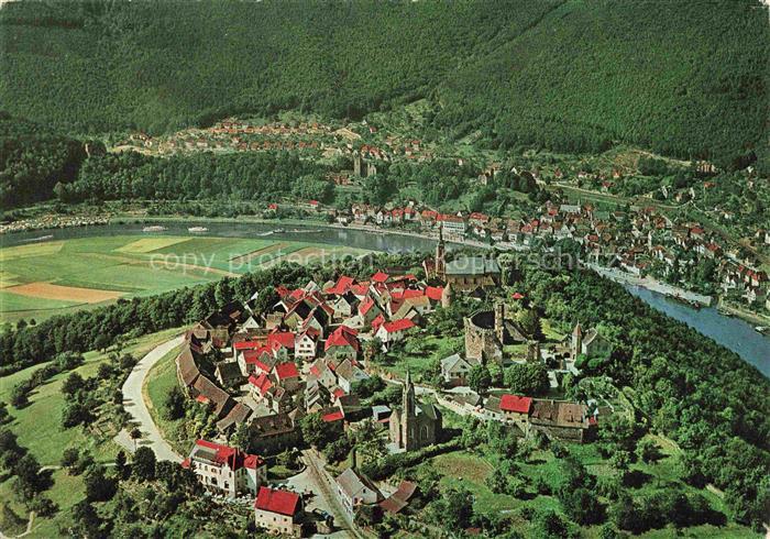 Dilsberg Neckar Neckargemuend Heidelberg BW Fliegeraufnahme mit Neckarsteinach