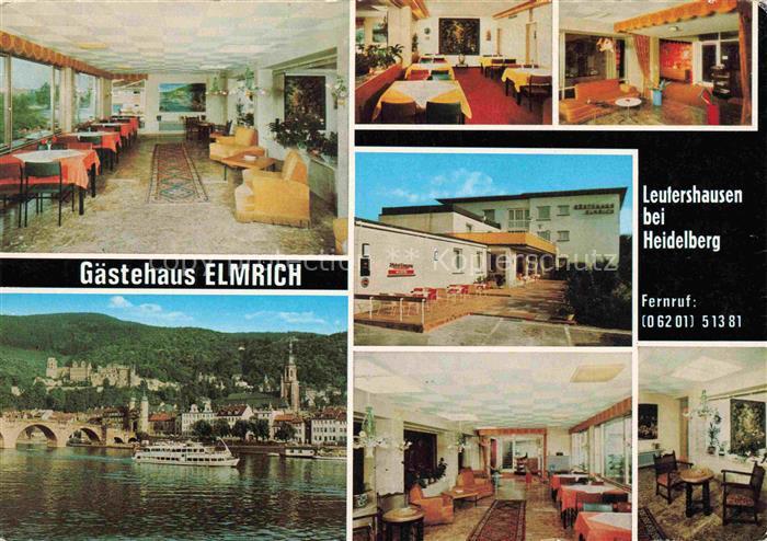Leutershausen Hirschberg Bergstrasse Gaestehaus Elmrich Gastraeume Neckarpartie