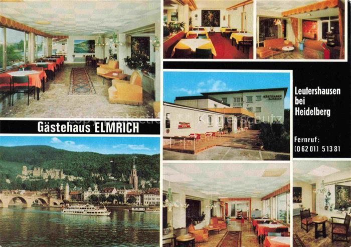 Leutershausen Hirschberg Bergstrasse Gaestehaus Elmrich Gastraeume Neckarpartie