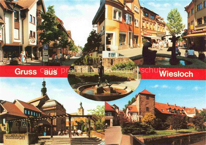 Wiesloch Strassenpartie Brunnen Adenauerplatz Schloss Brunnen