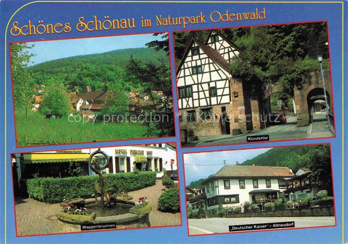 Schoenau Heidelberg Odenwald Panorama Klostertor Wappenbrunnen Deutscher Kaiser