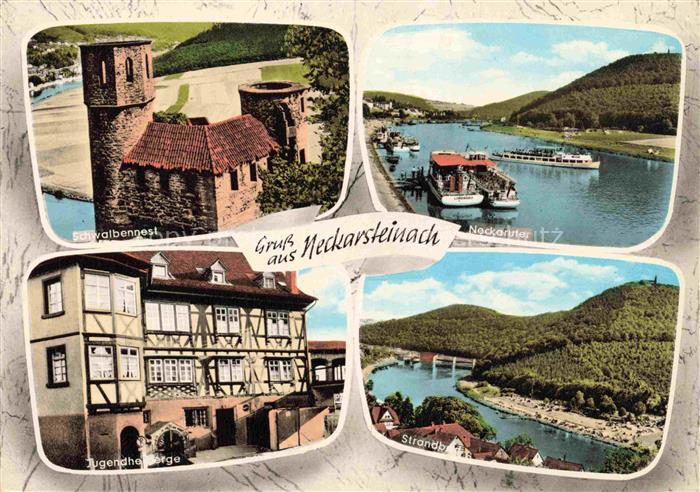 Neckarsteinach Burg Schwalbennest Neckarpartie Jugendherberge Strandbad